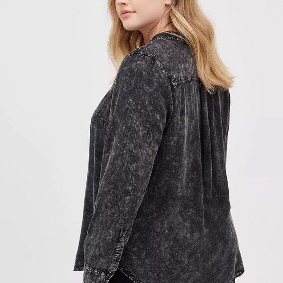 Womans Lizzie Rayon Twill Torrid Button-Up long sleeve Shirt Size 5 Gray - Picture 5 of 15